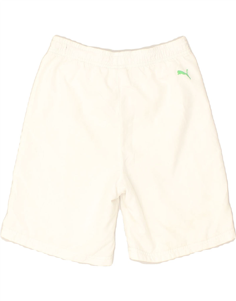 PUMA Boys Graphic Sport Shorts 9-10 Years White Polyester | Vintage Puma | Thrift | Second-Hand Puma | Used Clothing | Messina Hembry 