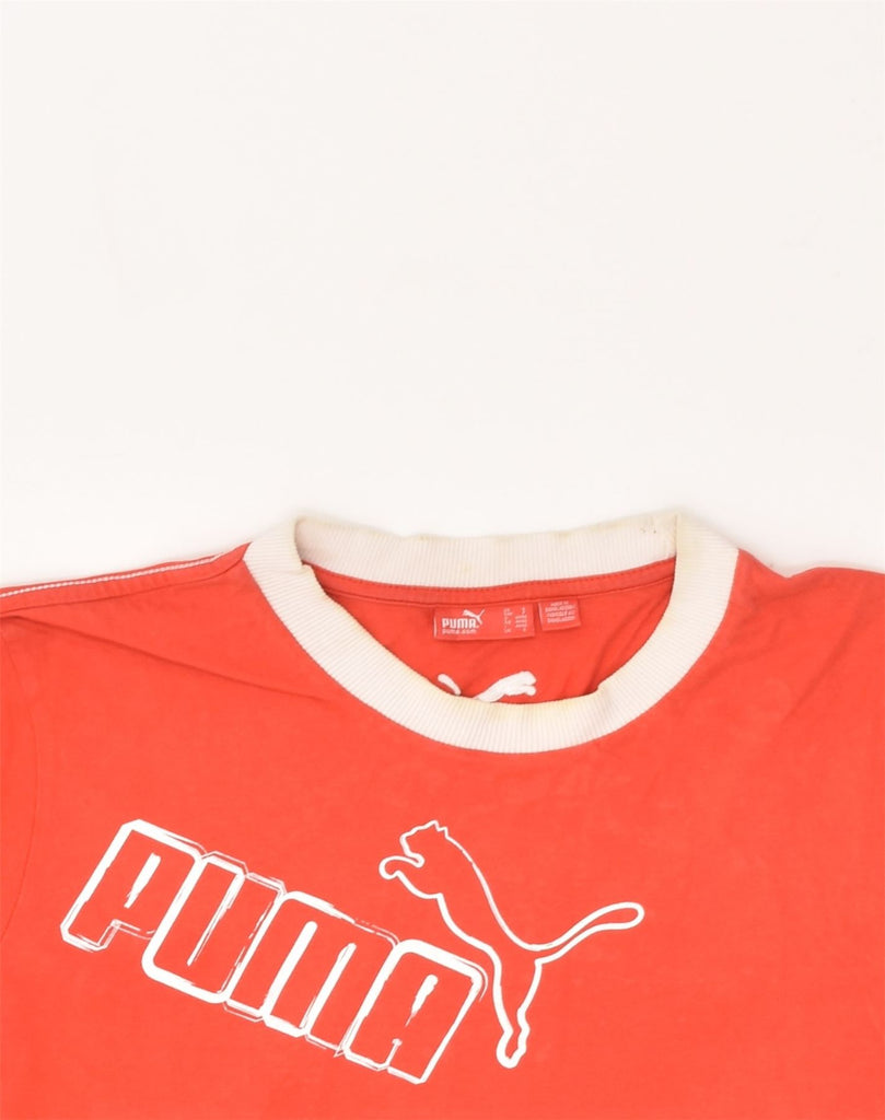 PUMA Mens Graphic T-Shirt Top Small Orange Cotton | Vintage Puma | Thrift | Second-Hand Puma | Used Clothing | Messina Hembry 