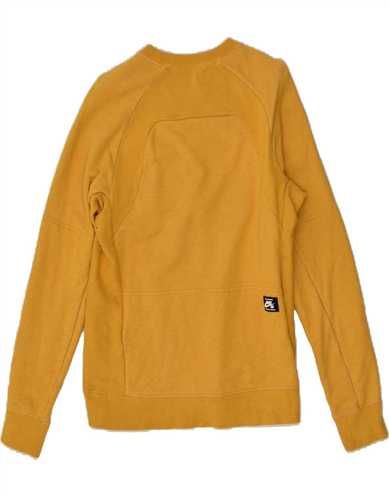 NIKE Womens Graphic Sweatshirt Jumper UK 14 Medium Yellow Cotton | Vintage Nike | Thrift | Second-Hand Nike | Used Clothing | Messina Hembry 