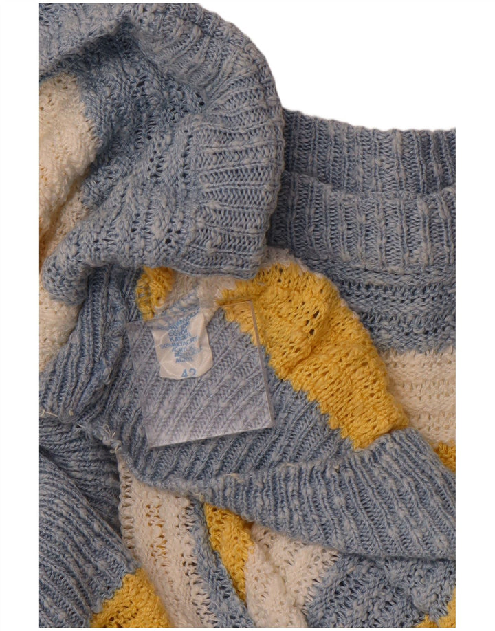 VINTAGE Womens Boat Neck Jumper Sweater IT 42 Medium Blue Striped Cotton