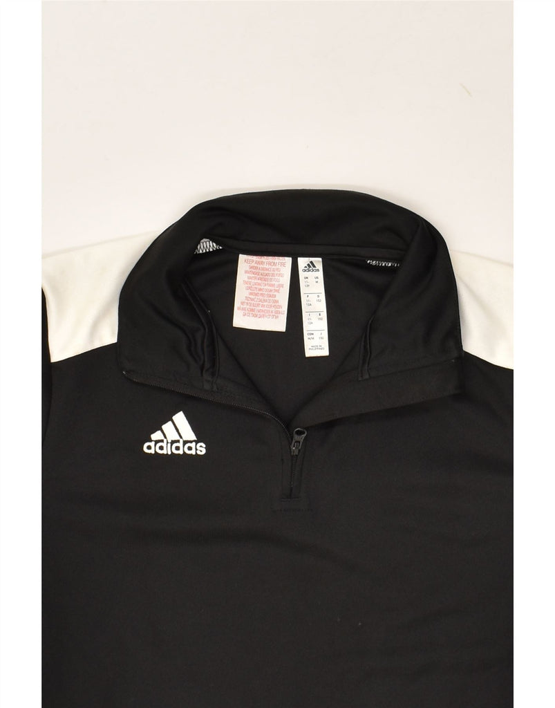 ADIDAS Boys Zip Neck Sweatshirt Jumper 11-12 Years Black Colourblock | Vintage Adidas | Thrift | Second-Hand Adidas | Used Clothing | Messina Hembry 