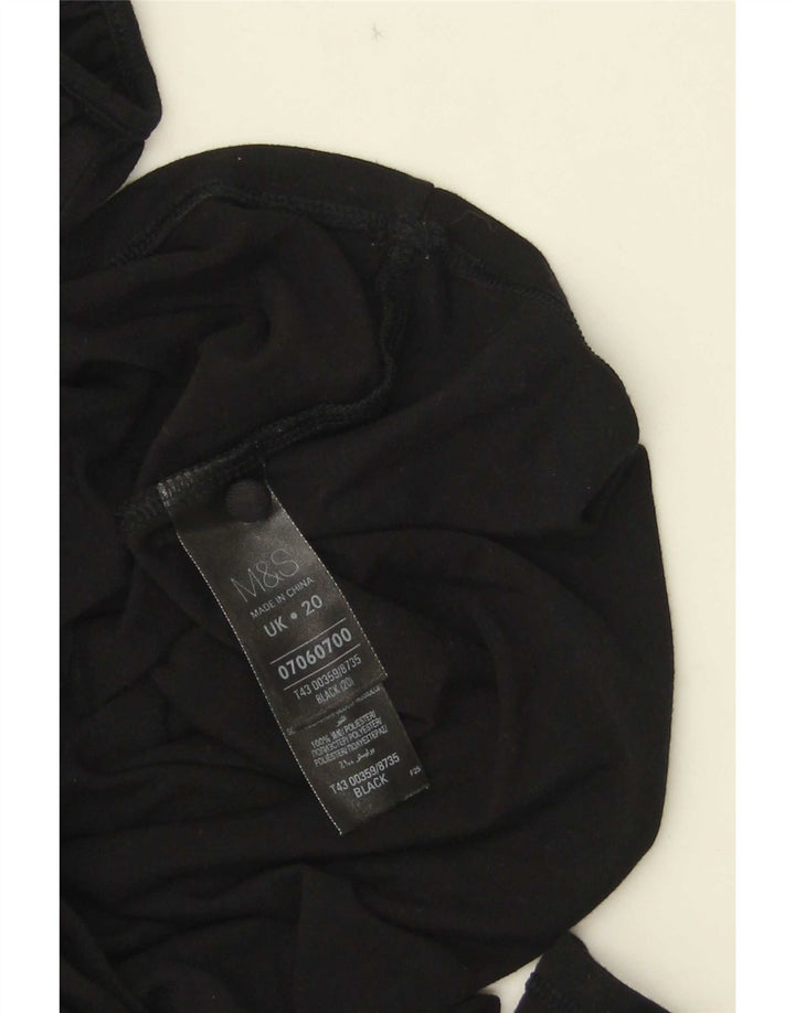 Marks & Spencer Womens 3/4 Sleeve Blouse Top UK 20 2XL Black Viscose