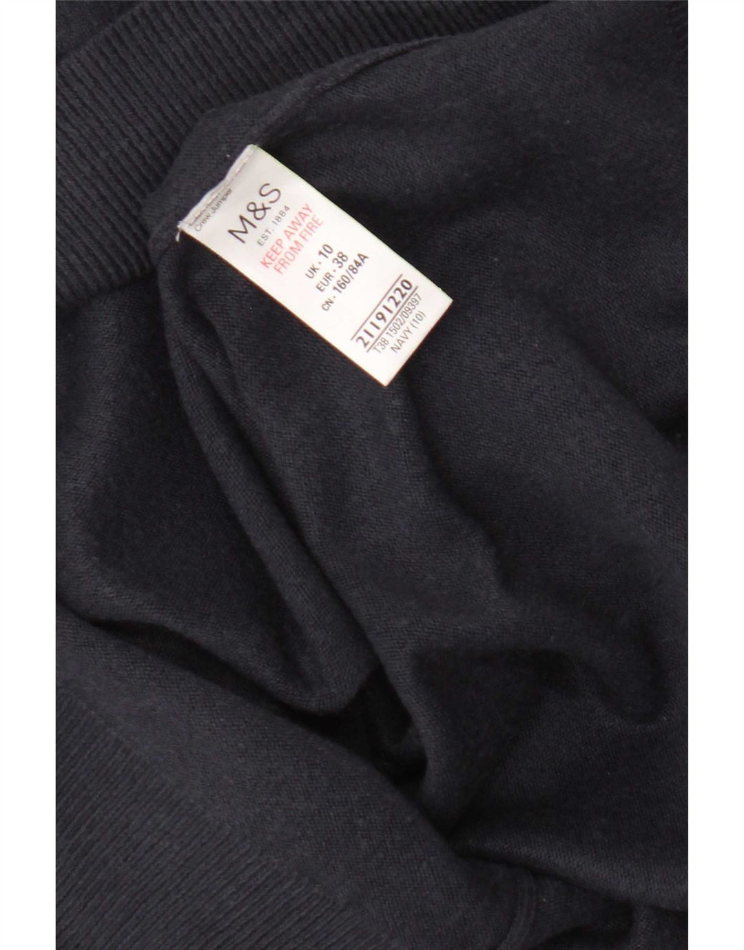 Marks & Spencer Womens Crew Neck Jumper Sweater UK 10 Small Navy Blue