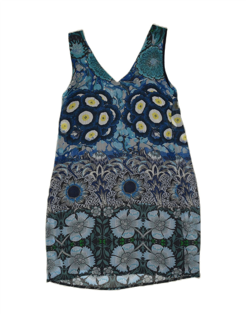 DESIGUAL Womens Sleeveless Tunic Dress EU 36 Small Blue Floral | Vintage Desigual | Thrift | Second-Hand Desigual | Used Clothing | Messina Hembry 