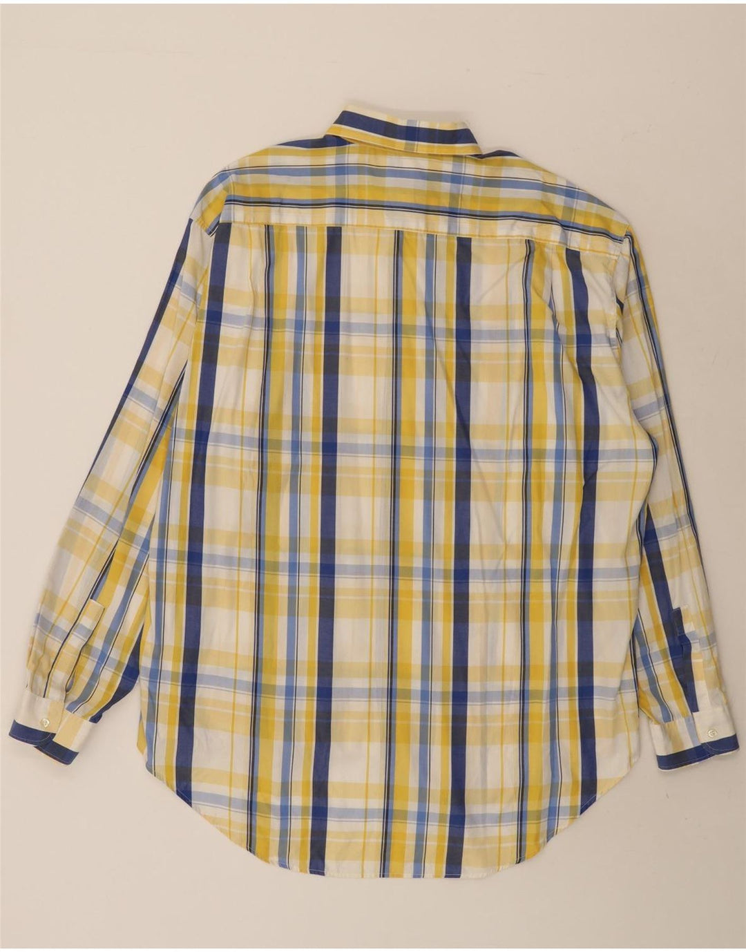 Stefanel Mens Shirt Large Yellow Check Cotton
