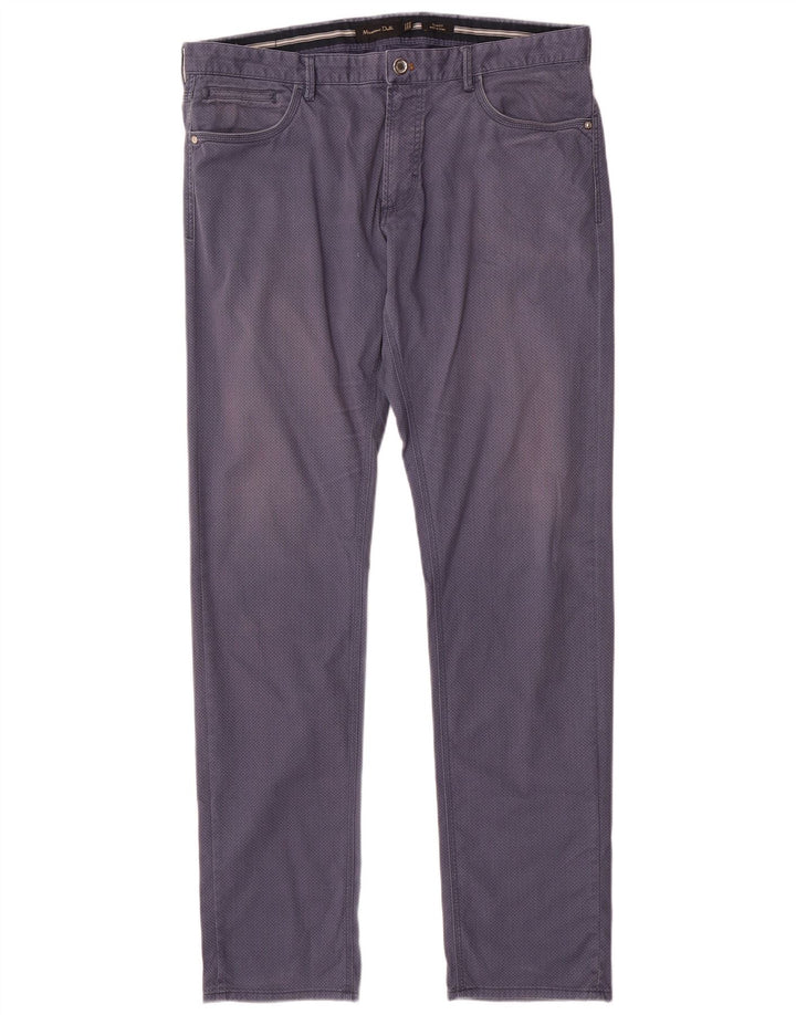 MASSIMO DUTTI Mens Casual Trousers EU 44 Large W34 L33 Navy Blue Spotted