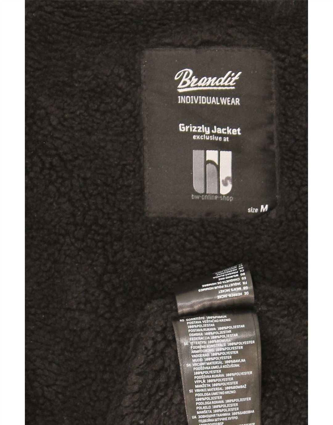 Brandit Mens Hooded Padded Bomber Jacket UK 38 Medium Black Polyester