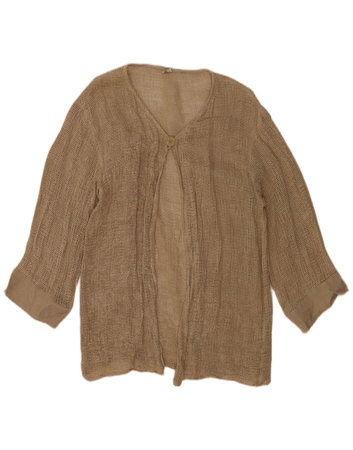 Vintage Womens See Through 1 Button 2 Piece Set UK 12 Medium Beige