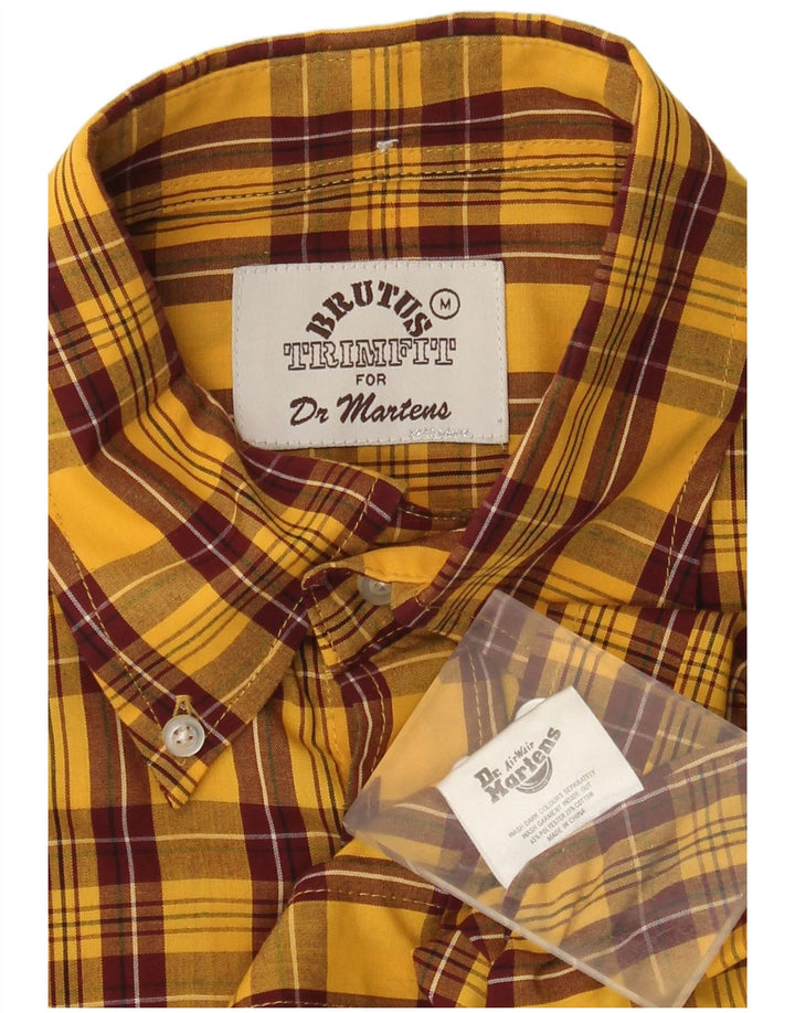 Dr Martens Mens Short Sleeve Shirt Medium Yellow Check Polyester