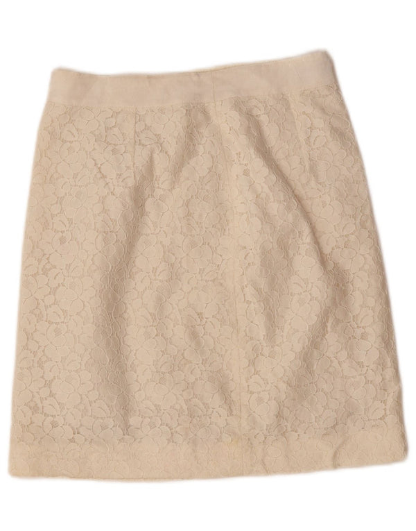 Oasis Womens Lace Mini Skirt UK 8 Small W26 Off White Floral Cotton