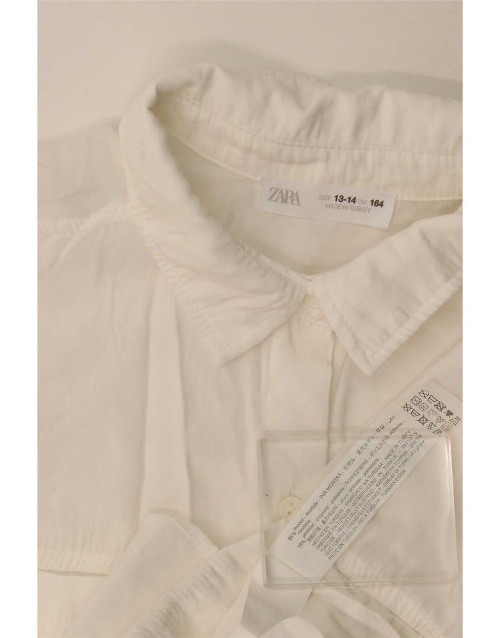 Zara Girls Shirt Blouse 13-14 Years White Modal