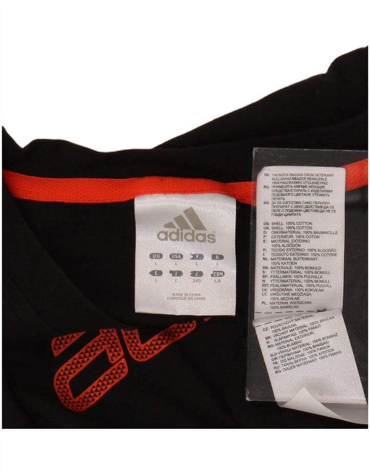 ADIDAS Mens Graphic T-Shirt Top Large Black Cotton