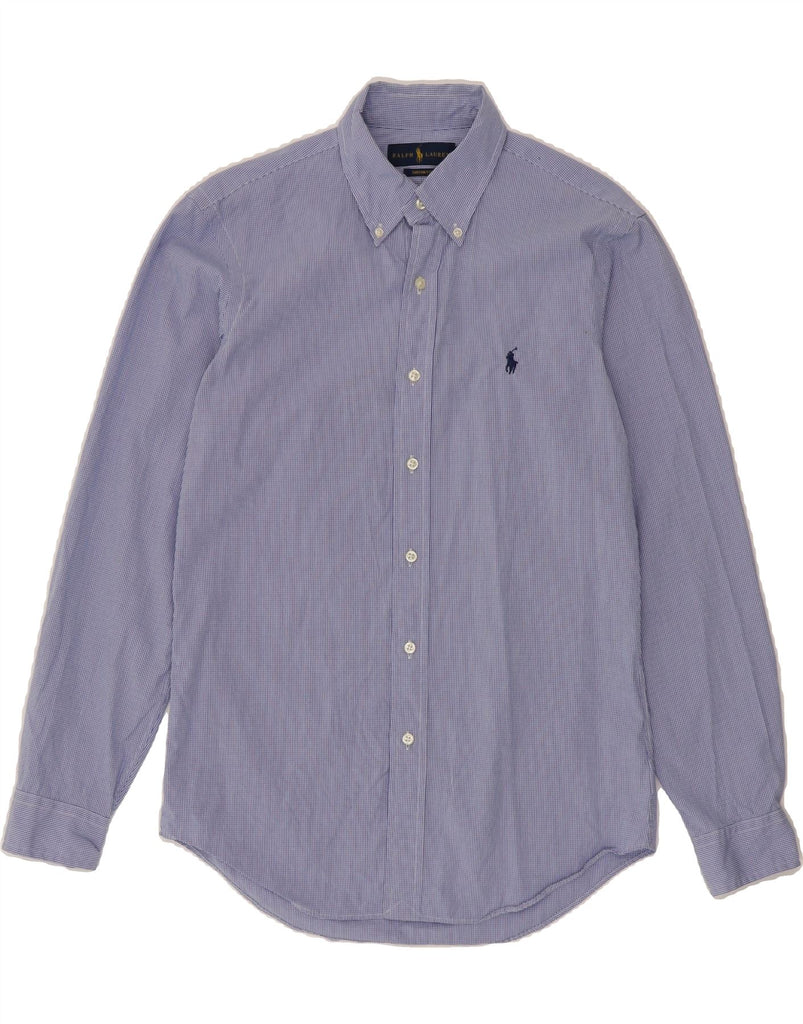 RALPH LAUREN Mens Custom Fit Shirt Small Blue Striped Cotton Vintage Ralph Lauren and Second-Hand Ralph Lauren from Messina Hembry 
