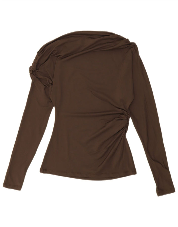 Zara Womens Off Shoulder Top UK 8 Small Brown