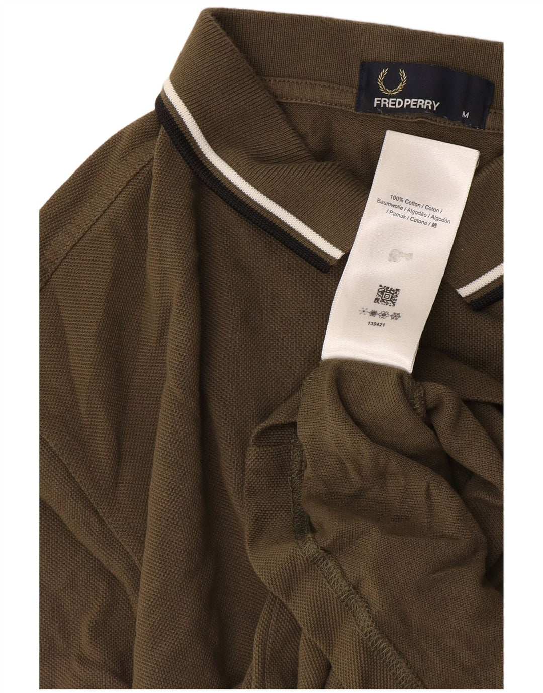 Fred Perry Mens Polo Shirt Medium Khaki Cotton