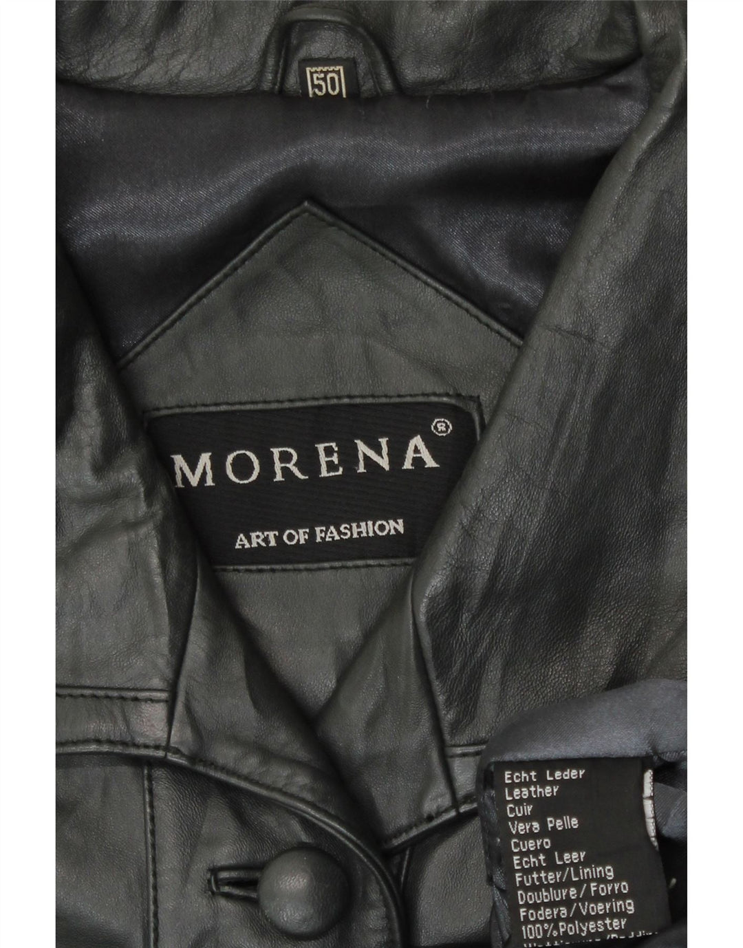 Morena Womens Leather Coat EU 50 2XL Black Leather