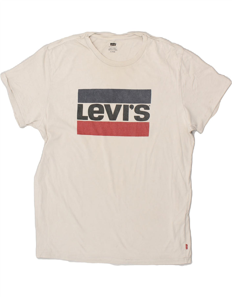 LEVI'S Mens Graphic T-Shirt Top XL Beige Cotton Vintage Levi's and Second-Hand Levi's from Messina Hembry 