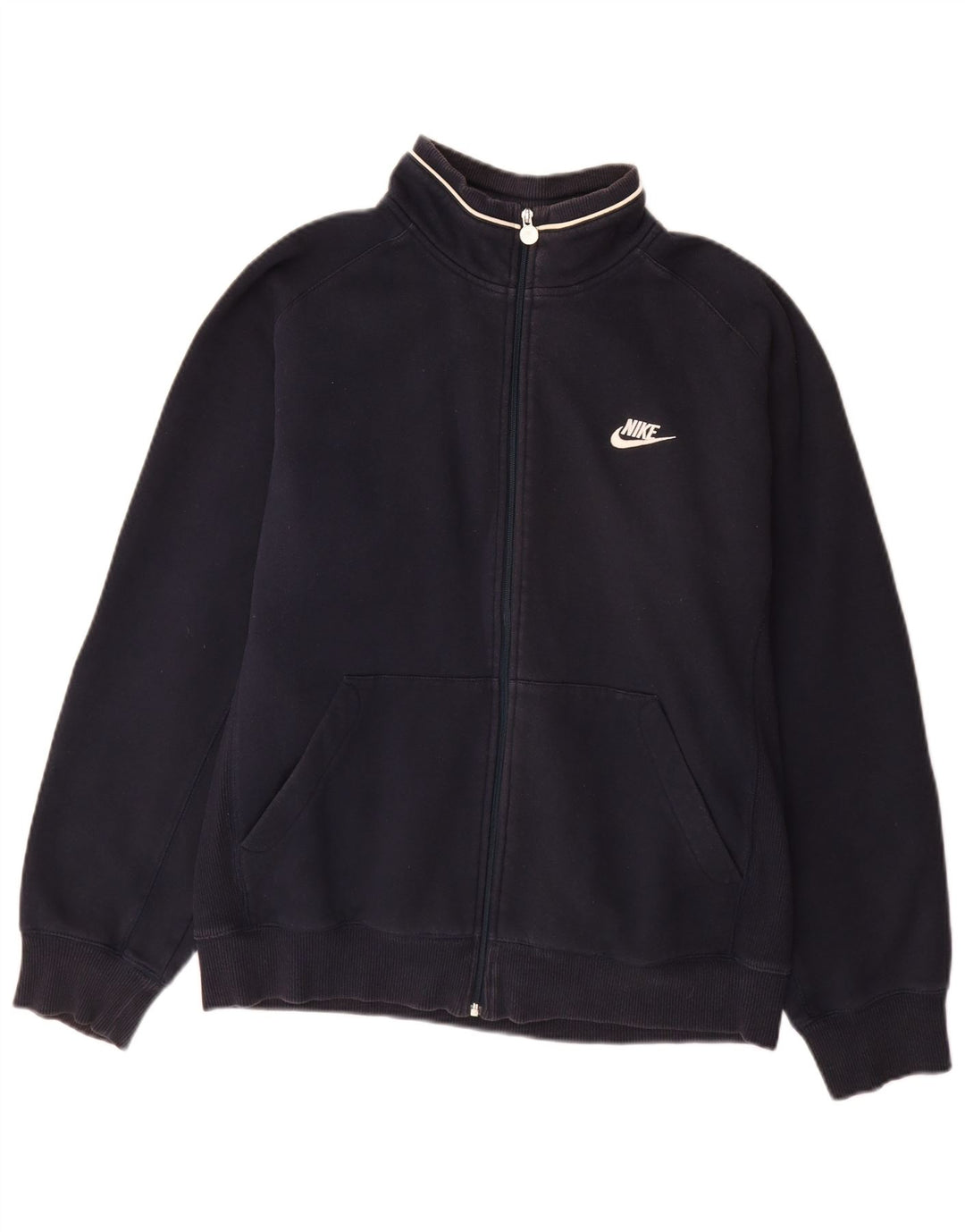 Nike Mens Tracksuit Top Jacket UK 38/40 Medium Navy Blue Cotton