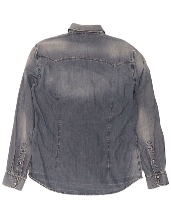 Gas Mens Denim Shirt XL Blue Cotton