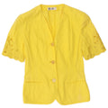 Vintage Womens Short Sleeve Cardigan Top IT 42 Medium Yellow Cotton