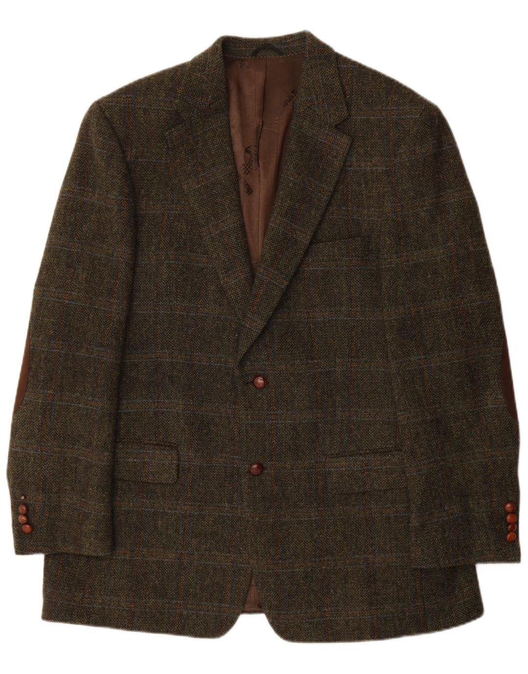 Mario Barutti Mens Harris Tweed Blazer Jacket IT 54 2XL Khaki Check
