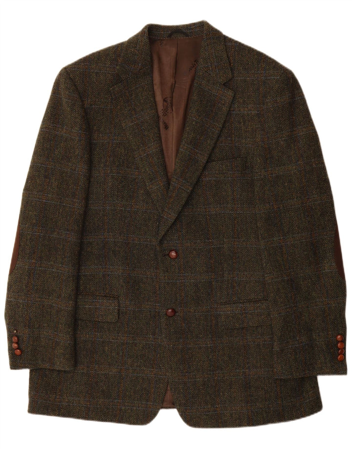 Mario Barutti Mens Harris Tweed Blazer Jacket IT 54 2XL Khaki Check