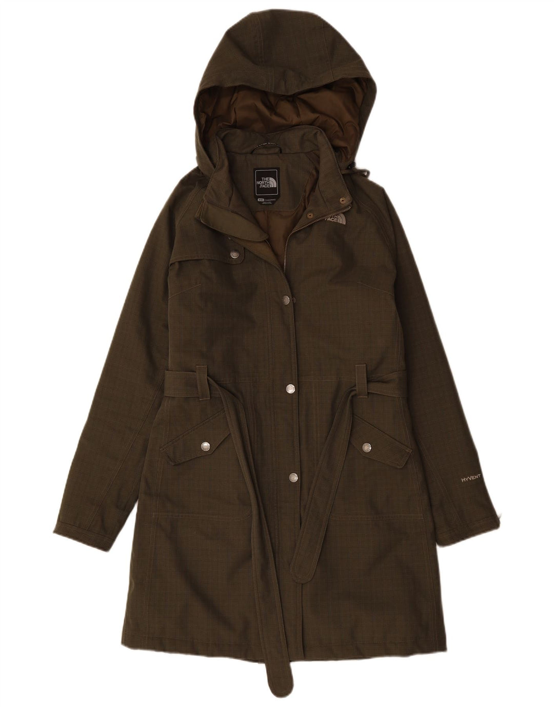 THE NORTH FACE Womens Hooded Windbreaker Coat UK 14 Medium Green Check