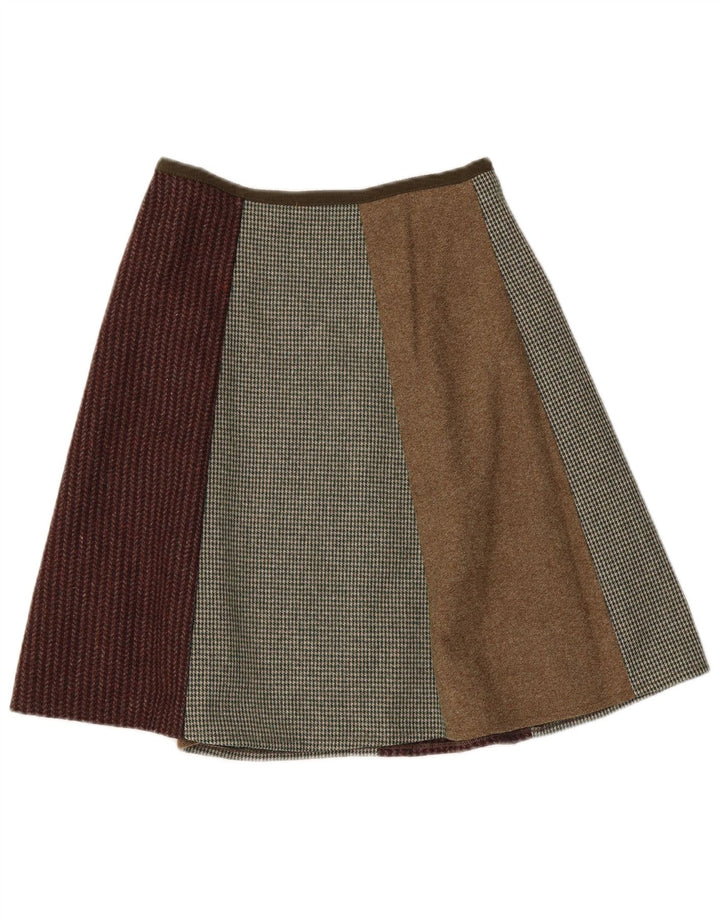 Baba Womens A-Line Skirt W26 Small  Multicoloured Patchwork Wool