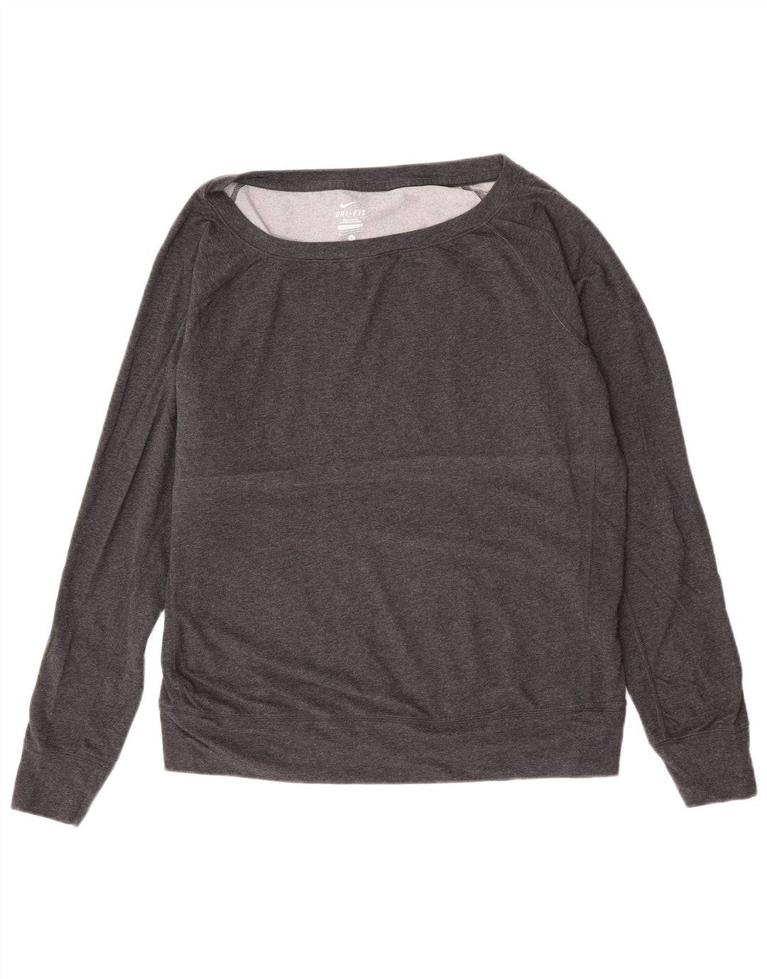 Nike Womens Dri Fit Top Long Sleeve UK 16 Large Grey Flecked Polyester