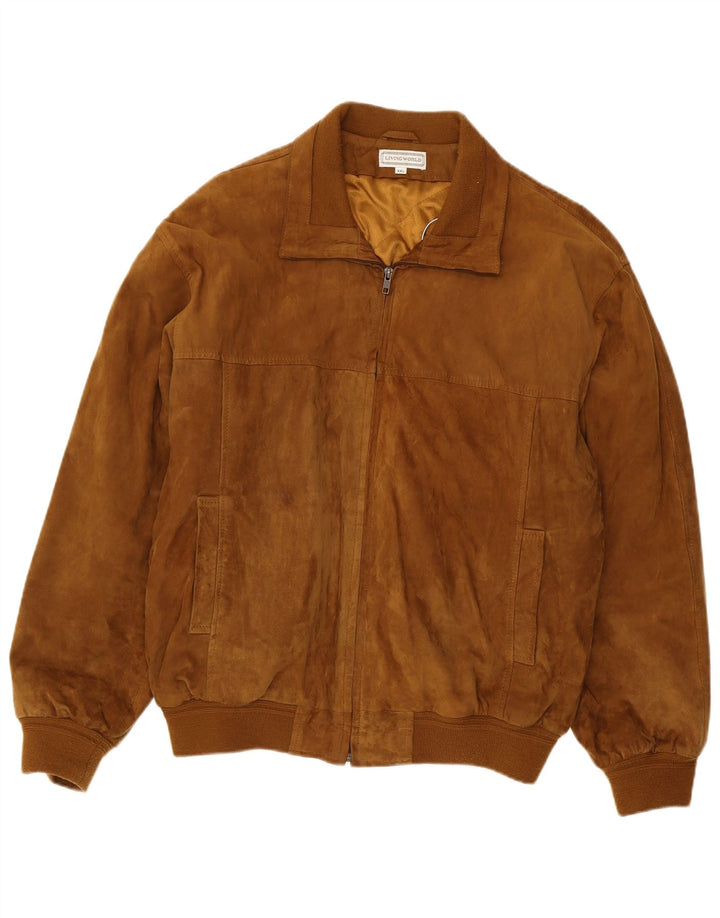 Living World Mens Suede Jacket UK 44 2XL Brown Leather