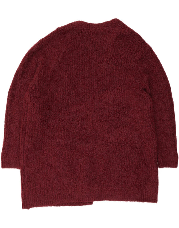 Marks & Spencer Womens Longline Open Cardigan Sweater UK 16 Large Burgundy