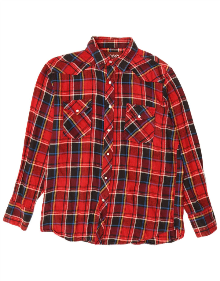 Wrangler Mens Western Flannel Shirt Large Red Plaid