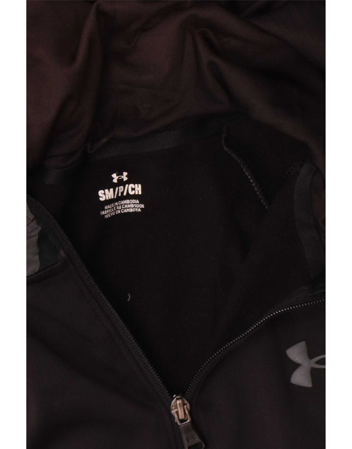 Under Armour Mens Zip Hoodie Sweater Small Black Camouflage Polyester