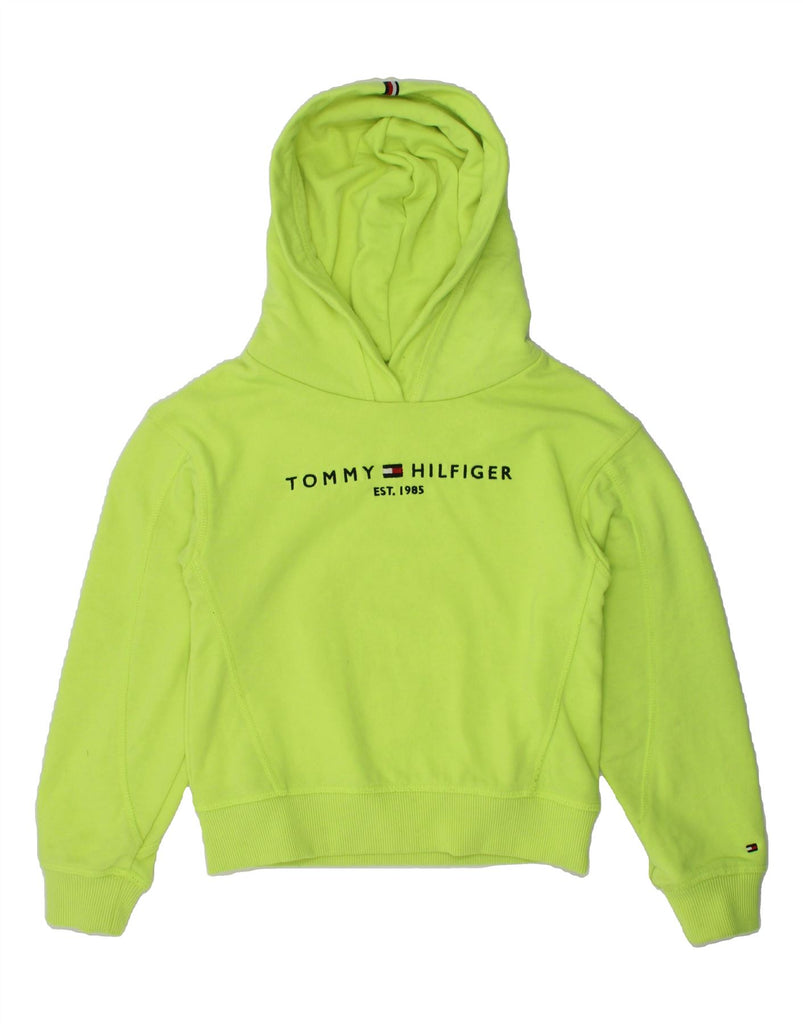 TOMMY HILFIGER Girls Graphic Hoodie Jumper 8-9 Years Green | Vintage Tommy Hilfiger | Thrift | Second-Hand Tommy Hilfiger | Used Clothing | Messina Hembry 