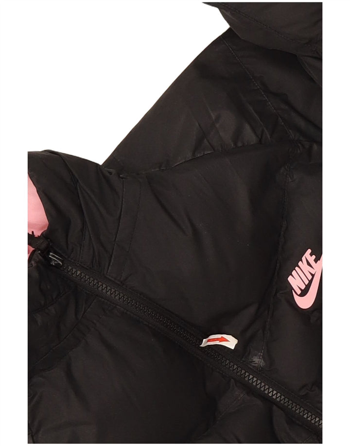 Nike Girls Hooded Padded Jacket 13-14 Years XL Black Polyester