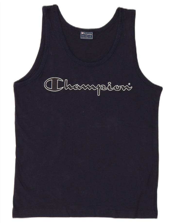 Champion Mens Graphic Vest Top Small Navy Blue Cotton