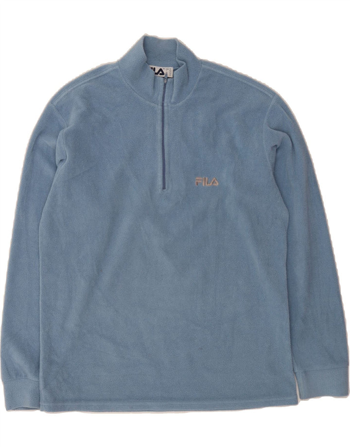 FILA Mens Zip Neck Fleece Jumper IT 50 Medium Blue Vintage Fila and Second-Hand Fila from Messina Hembry 