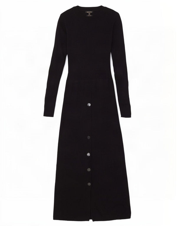 Massimo Dutti Womens Long Sleeve Jumper Dress UK 8 Small Black Wool