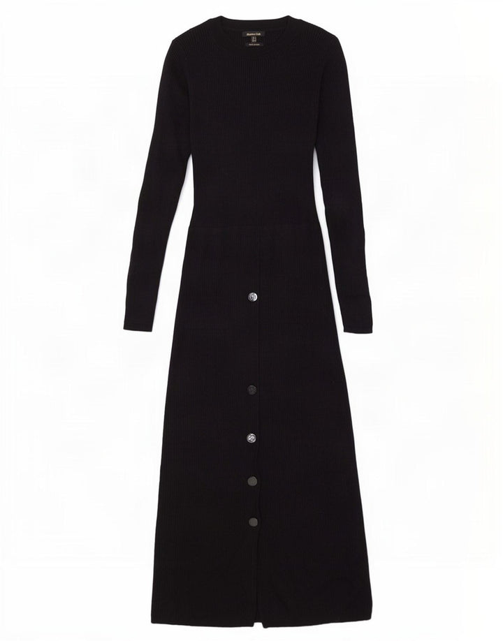 Massimo Dutti Womens Long Sleeve Jumper Dress UK 8 Small Black Wool