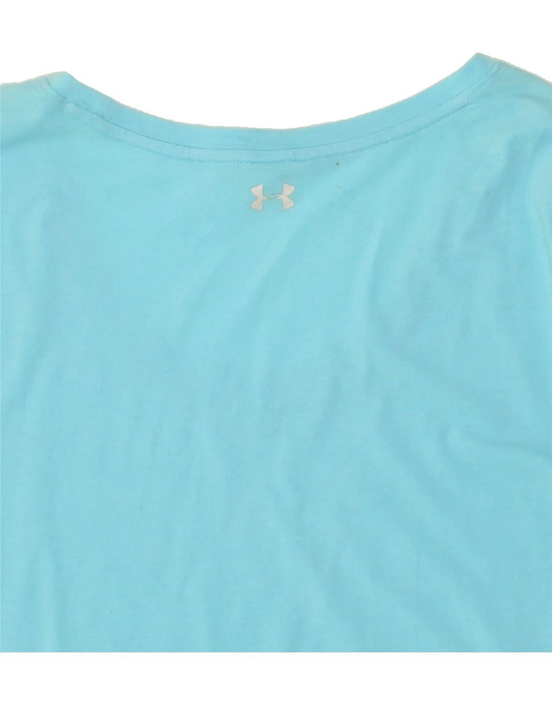 UNDER ARMOUR Womens T-Shirt Top UK 14 Medium Turquoise Cotton | Vintage Under Armour | Thrift | Second-Hand Under Armour | Used Clothing | Messina Hembry 