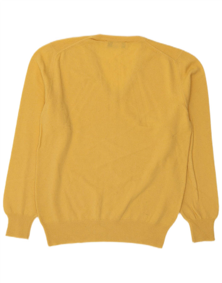 Claridges Mens V-Neck Jumper Sweater Large Yellow Lambswool