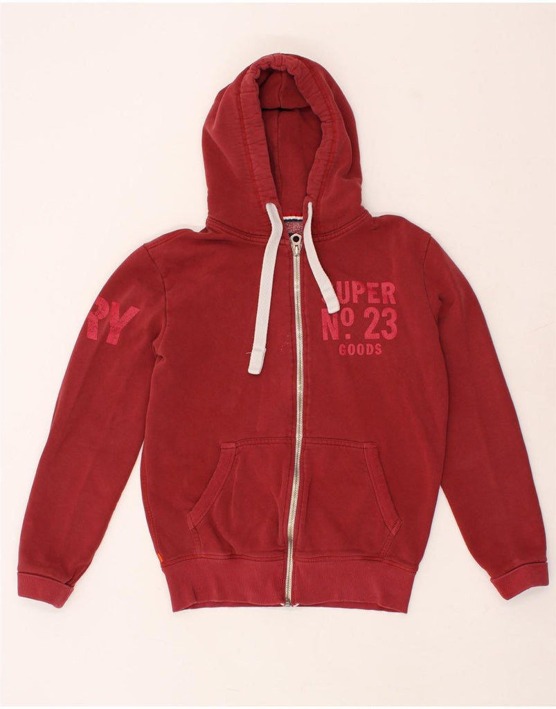 SUPERDRY Mens Graphic Zip Hoodie Sweater Small Red Cotton | Vintage Superdry | Thrift | Second-Hand Superdry | Used Clothing | Messina Hembry 