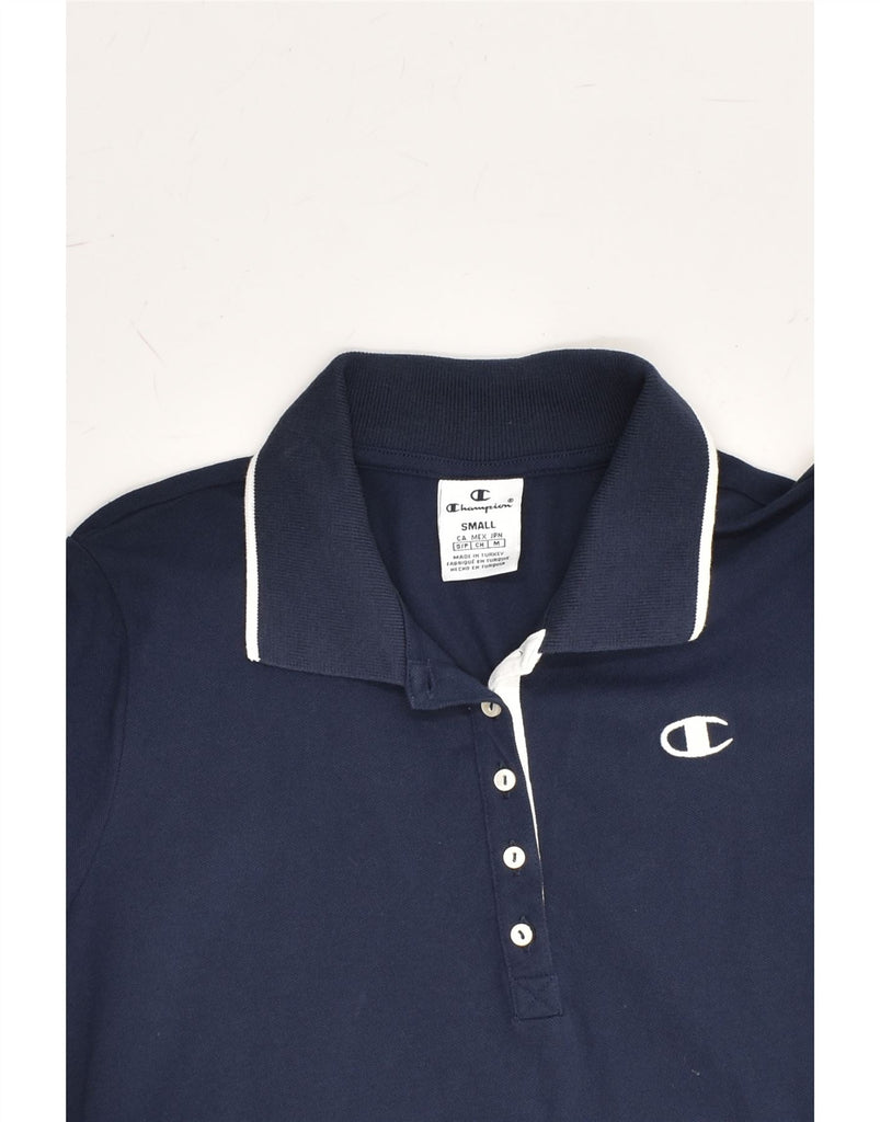 CHAMPION Womens Polo Shirt UK 10 Small Navy Blue Cotton | Vintage Champion | Thrift | Second-Hand Champion | Used Clothing | Messina Hembry 