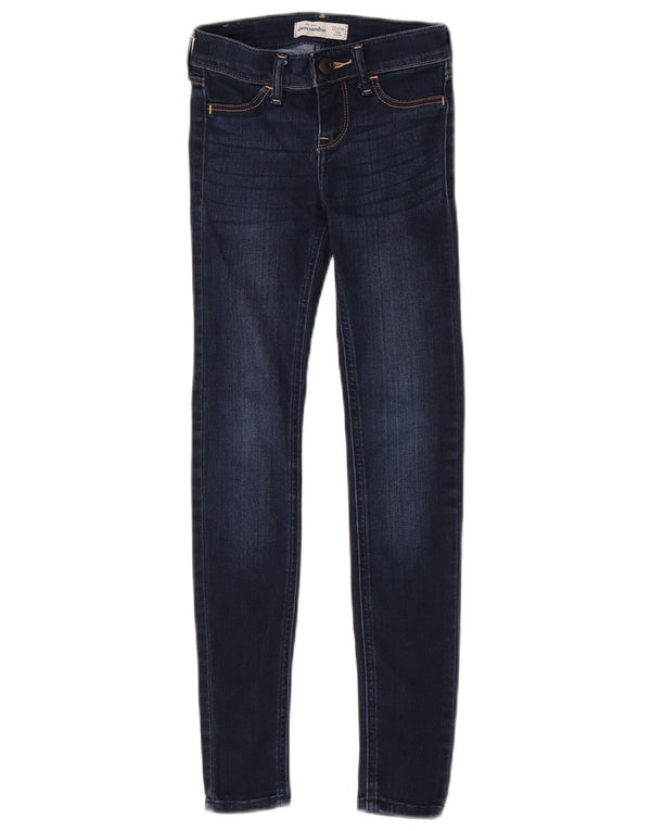 Abercrombie & Fitch Girls Slim Jeans 11-12 Years W23 L25 Navy Blue Cotton