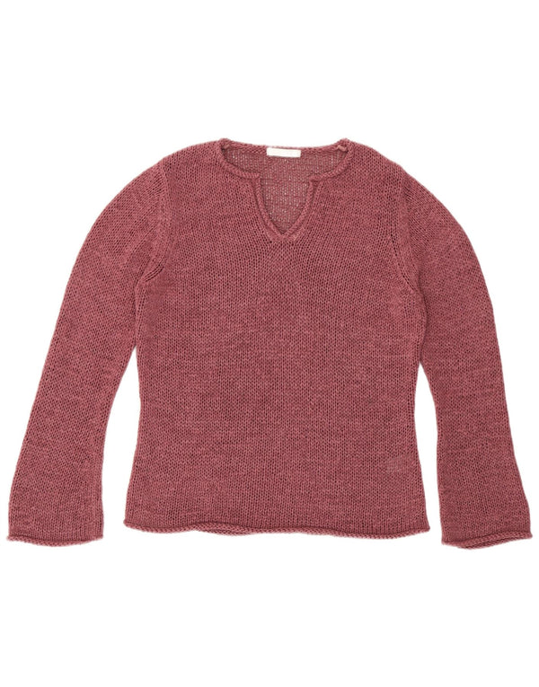 Marks & Spencer Womens V-Neck Jumper Sweater UK 16 Large  Pink Acrylic