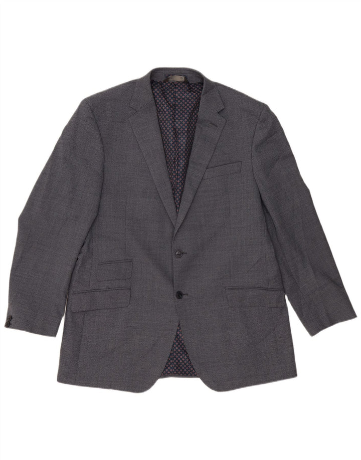 Marks & Spencer Mens 2 Button Blazer Jacket UK 44 XL Blue Polyester