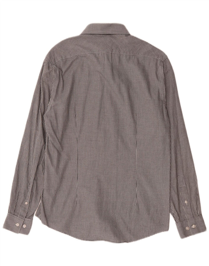 Calvin Klein Mens Slim Fit Shirt Size 39 15 1/2 Medium Grey Houndstooth