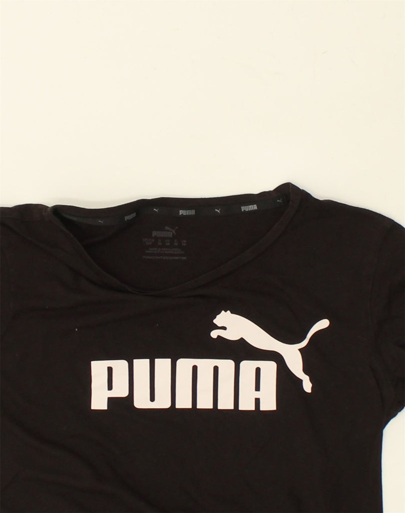 PUMA Womens Graphic T-Shirt Top UK 12 Medium Black Cotton | Vintage Puma | Thrift | Second-Hand Puma | Used Clothing | Messina Hembry 