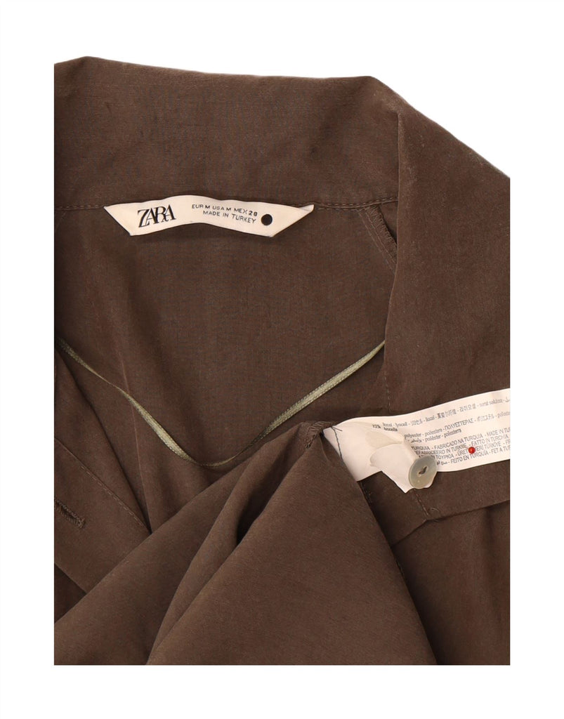 ZARA Womens 3/4 Sleeve Shirt Dress UK 14 Medium Brown Lyocell Vintage Zara and Second-Hand Zara from Messina Hembry 