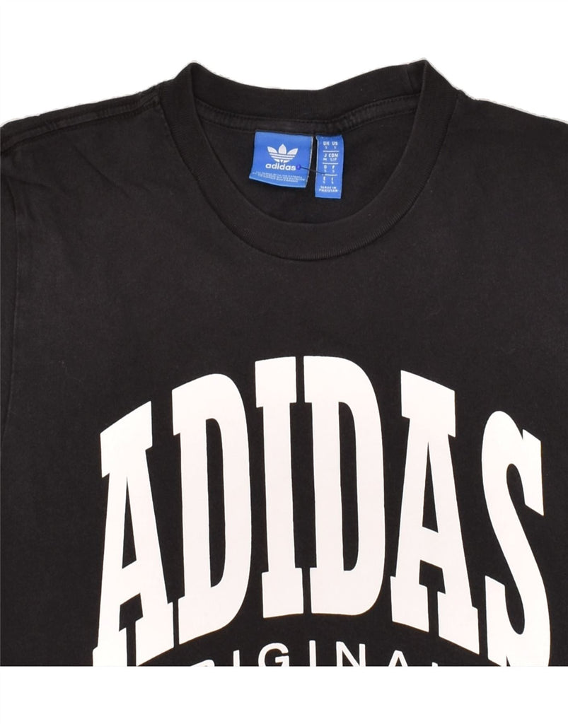 ADIDAS Mens Graphic T-Shirt Top Small Black Vintage Adidas and Second-Hand Adidas from Messina Hembry 